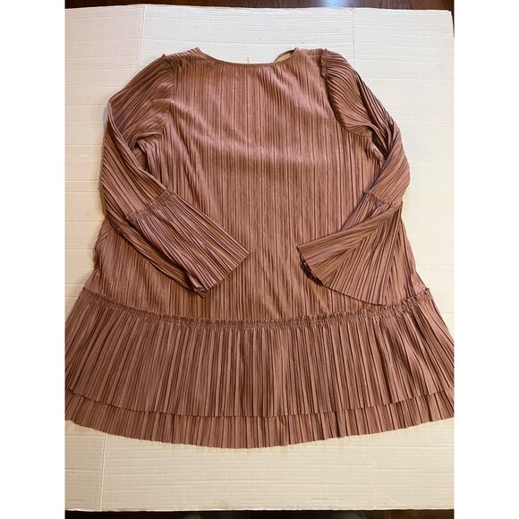 Free People "Cant Help It" Womens S Pullover Mini Dress -dusty pink Boho pleated - Picture 4 of 13